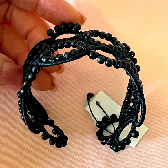 NWT. CHICO’S Black beaded cuff bracelet - Picture 3 of 3